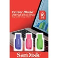 SanDisk Cruzer Blade  Flash Drive 16 GB Assorted Pack of 3