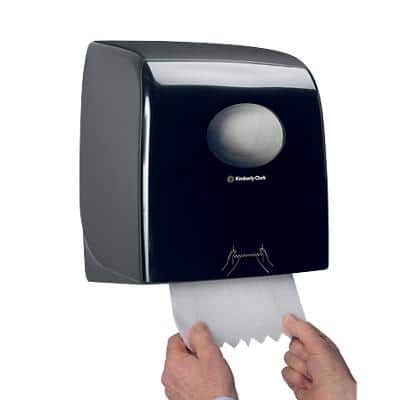 AQUARIUS Rolled Hand Towel Dispenser Slim Roll Plastic Wall Mountable Black