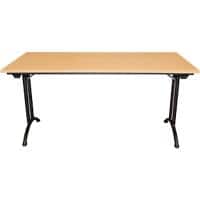 Realspace Rectangular Folding Table with Beech Coloured Melamine Top and Black Frame Standard 1800 x 800 x 750mm