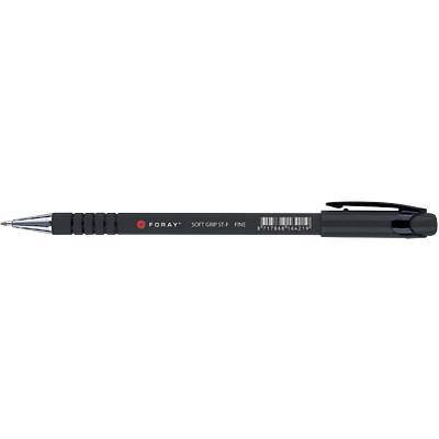 Foray Soft Grip ST-F Ballpoint Pen Fine 0.3 mm Black Pack of 12