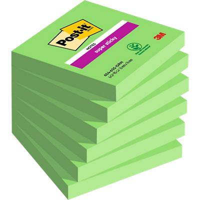 Post-it Super Sticky Notes 76 x 76 mm Evergreen Colour 6 Pads of 90 Sheets