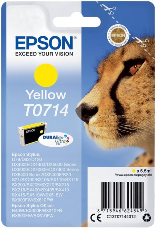 Epson T0714 Original Ink Cartridge C13T07144012 Yellow