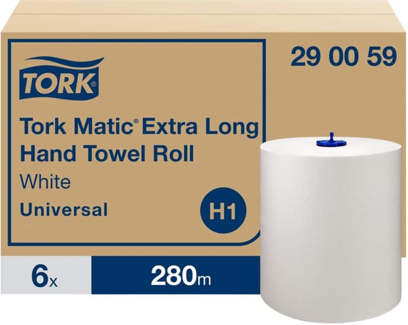 Tork Matic Universal Paper Hand Towels H1 Without feather edge White 1 Ply 280 m 290059 280 m Pack of 6