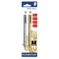 STAEDTLER Metallic Metallic Marker Fine Bullet Gold, Silver Pack of 2