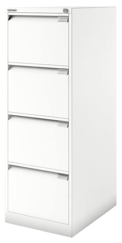 Bisley Steel Filing Cabinet 4 Drawers Lockable 470 x 622 x 1,321 mm Chalk White