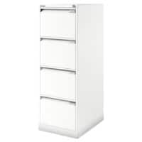 Bisley Steel Filing Cabinet 4 Drawers Lockable 470 x 622 x 1,321 mm Chalk White