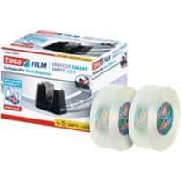 tesafilm Tape Dispenser Easy Cut Black + Eco & Clear Tape 19mm x 33m Clear 2 Rolls
