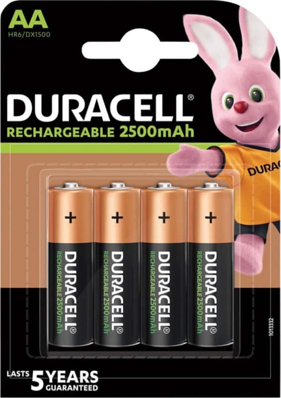 Duracell AA Rechargeable Batteries Ultra Power LR6 2500mAh NiMH 1.2V Pack of 4