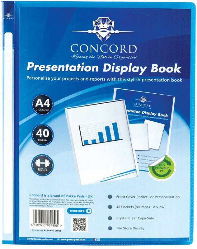 Pukka Pad Concord Presentation Display Book A4 Blue 40 Pockets