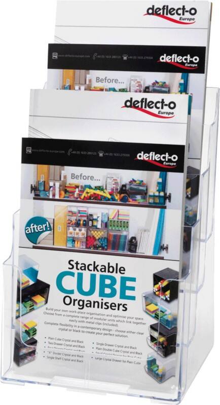Deflecto Literature Display 4 Panels A4 PS (Polystyrene) Transparent