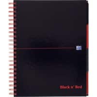 OXFORD Project Book Black n' Red A4+ Ruled Spiral Bound Cardboard Hardback Black, Red Perforated 200 Pages 100 Sheets