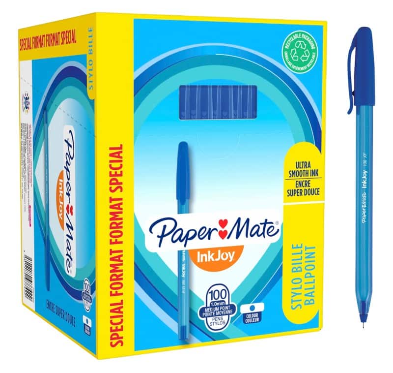 Papermate InkJoy 100 InkJoy 100 Ballpoint Pen Blue 0.8 mm Medium Ballpoint Pack of 100
