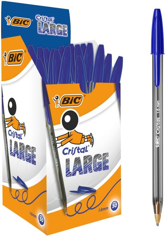 BIC Cristal Large Ballpoint Pen Blue 0.6 mm Broad Ballpoint Pack of 50