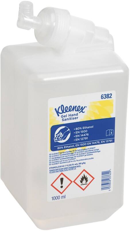 Kleenex 6382 Gel Hand Sanitiser Refill Alcohol Based 1L Pack of 6