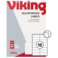 Viking Multipurpose Label 2195374 Adhesive White 105 x 35 mm 100 Sheets of 16 Labels