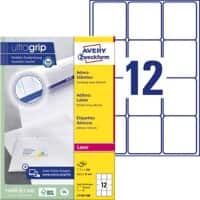 Avery UltraGrip Address Labels L7164-100 Adhesive A4 White 63.5 x 72 mm 100 Sheets Pack of 12