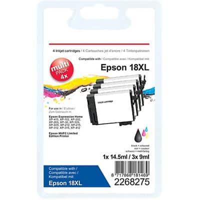 Viking 18XL Compatible Epson Ink Cartridge C13T18164012 Black, Cyan, Magenta, Yellow Pack of 4 Multipack