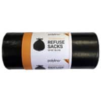 Polylina Tie Top Bin Bags 80 L Black PE (Polyethylene) 22 microns Pack of 20