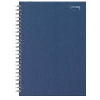 Viking Notebook A5 Ruled Spiral Bound Cardboard Hardback Blue Perforated 160 Pages 80 Sheets