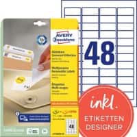 Avery L4736REV-25 Mini Multipurpose Labels Removable 45.7 x 21.2 mm White 25 Sheets of 48 Labels