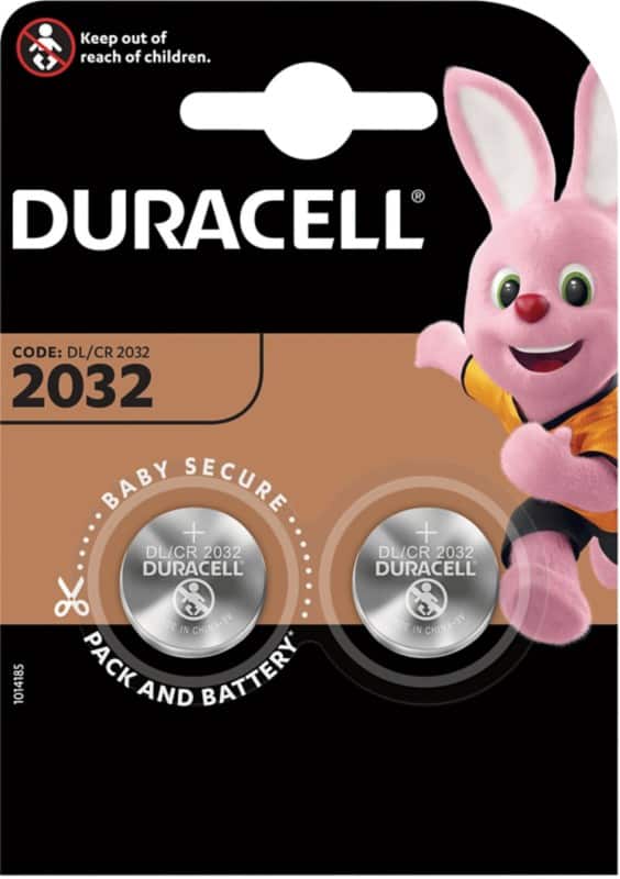 Duracell Button Cell DL2032B2 Batteries CR2032 3V Lithium Pack of 2