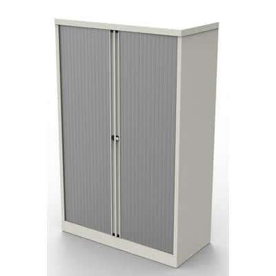 Bisley Tambour Cupboard Lockable with 3 Shelves Steel Essentials 1000 x 470 x 1570mm White