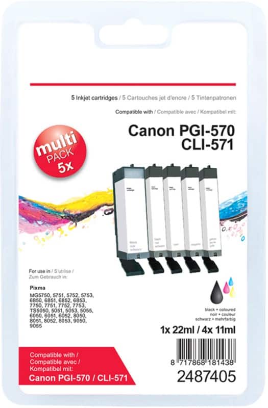 Pack de 5 Cartouches Compatibles Canon PGI570 / CLI571