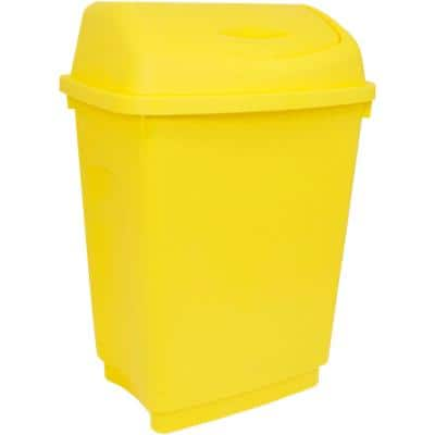 Bentley Swing Top Waste Bin 50L Plastic Yellow 45 x 32 x 63 cm