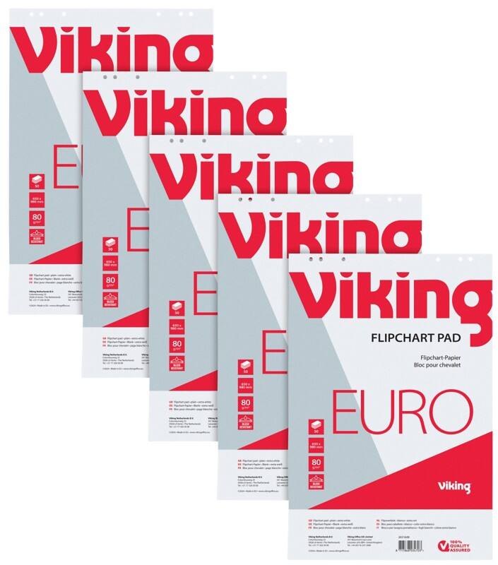 Viking Flipchart Pad Plain Euro 80 gsm 50 Sheets Pack of 5