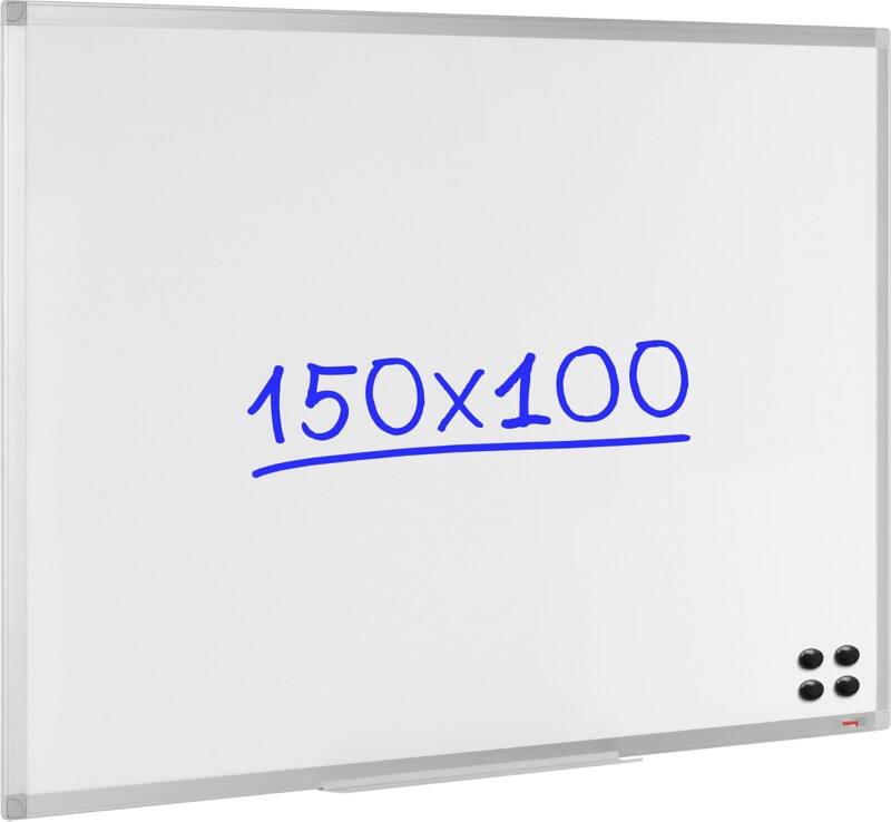 Viking Whiteboard Wall Mounted Magnetic Lacquered Steel Single Sided 150 (W) x 100 (H) cm