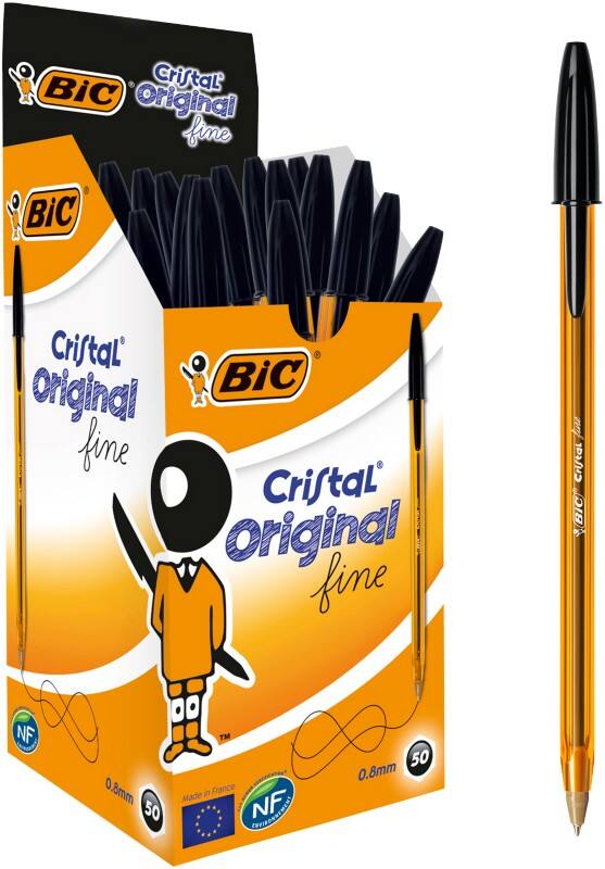 BIC Cristal Original Fine Ballpoint Pen Black Fine 0.3 mm Pack of