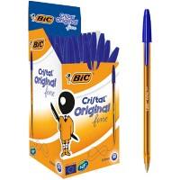 BIC Cristal Original Fine Ballpoint Pen Fine 0.3 mm Blue Non Refillable Pack of 50