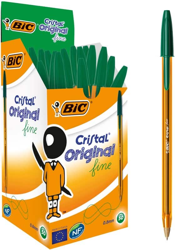BIC Cristal Original Fine Cristal Original Fine Ballpoint Pen Green 0.3 mm Fine Ballpoint Pack of 50
