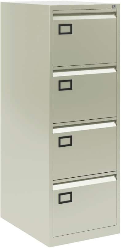 Bisley steel filing cabinet with 4 lockable drawers 470 x 622 x 1,312 mm grey