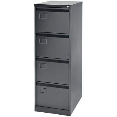 Bisley Steel Filing Cabinet with 4 Lockable Drawers 470 x 622 x 1,312 mm Black