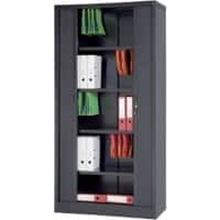 Realspace Tambour Cupboard Steel 4 Shelves Lockable 1,000 x 450 x 1,980 mm Black