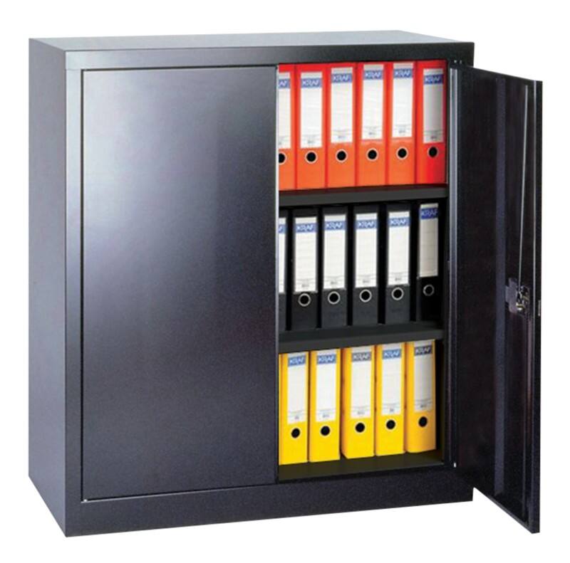 Viking Realspace Regular Door Cupboard Steel 2 Shelves Lockable 920 x 420 x 1,000 mm Black