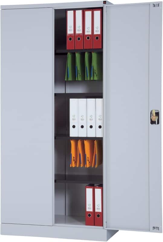 Viking Realspace Regular Door Cupboard Steel 4 Shelves Lockable 920 x 420 x 1,950 mm Grey