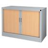 Realspace Tambour Cupboard Lockable with 1 Shelf Steel 1000 x 450 x 700mm Beech, Silver