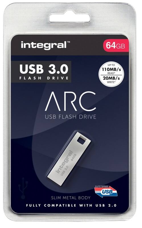 Integral ARC Flash Drive 64 GB USB 3.0 Silver