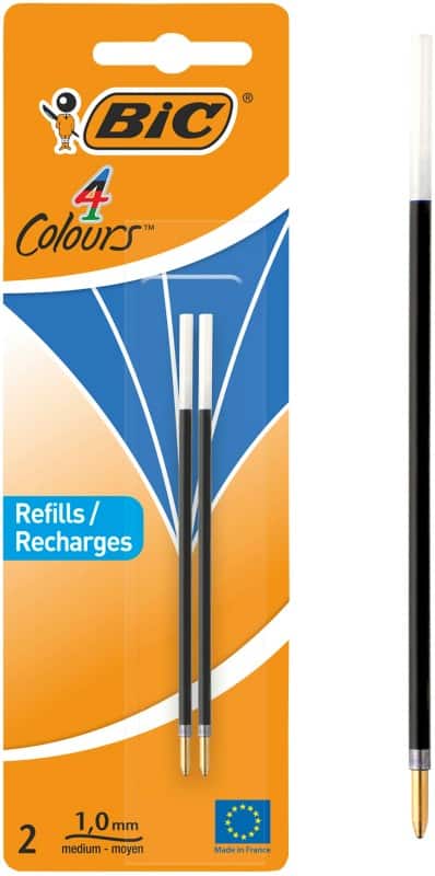 BIC Ballpoint Pen Refill 4 Colours 0.4 mm Blue Pack of 2