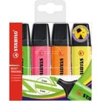 STABILO BOSS ORIGINAL 70/4 Highlighter Assorted Medium Chisel 2 - 5 mm Refillable Pack of 4