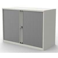 Bisley Tambour Cupboard Lockable with 1 Shelf Steel Essentials 1000 x 470 x 720mm White