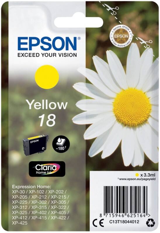 Epson 18 Original Ink Cartridge C13T18044012 Yellow