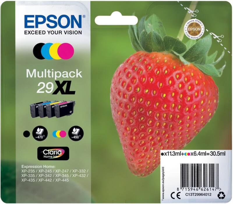 Epson 29XL Original Ink Cartridge C13T29964012 Black& 3 Colours Multipack Pack of 4