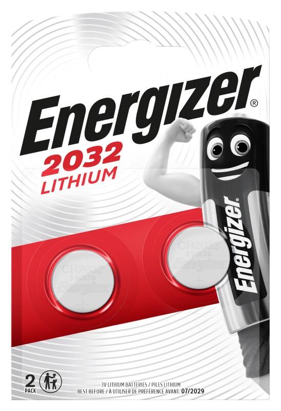 Energizer Button Cell Batteries CR2032 3V Lithium Pack of 2