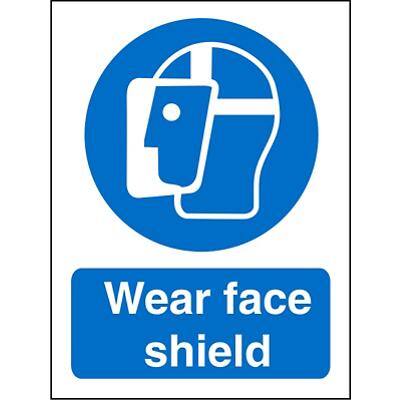 Mandatory Sign Face Shield Plastic Blue, White 20 x 15 cm