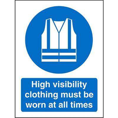Mandatory Sign High Vis Clothing Must Be Worn Plastic Blue, White 20 x 15 cm