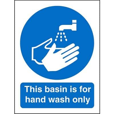 Mandatory Sign This Basin is for Hands Only Plastic Blue, White 30 x 20 cm
