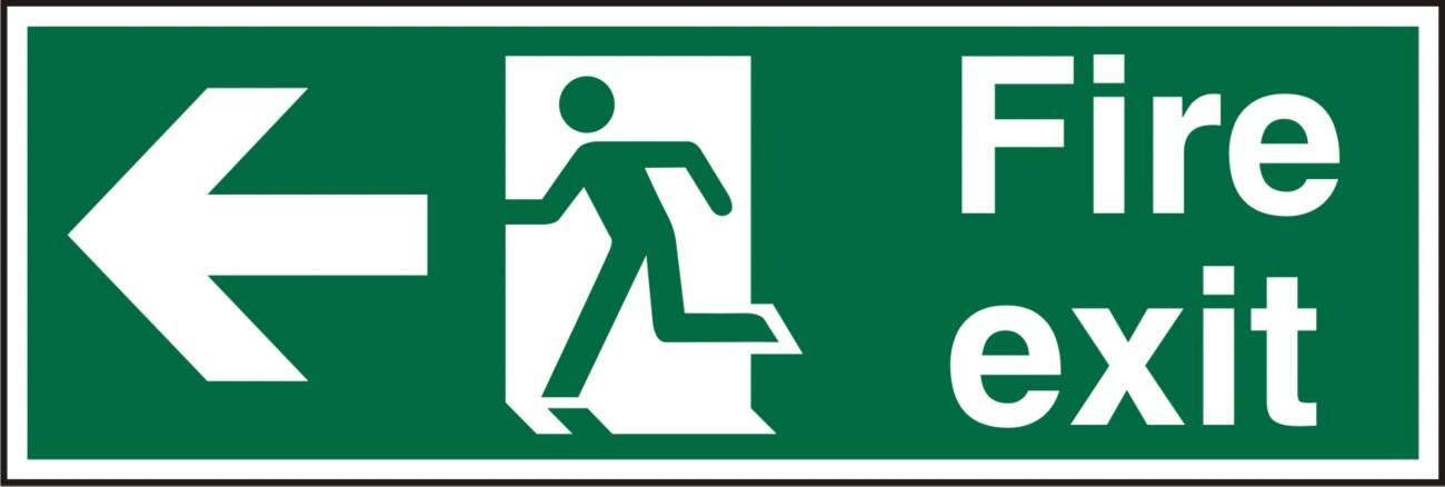 Fire Exit Sign Left Arrow Adhesive Plastic 10 x 30 cm